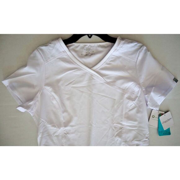 Cherokee Infinity 2625A Women's Sz Medium White Mock Wrap Scrub Top - Picture 6 of 7